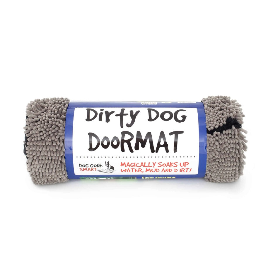 DGS Pet Products Dirty Dog Door Mat Medium Grey 31 x 20 x 2 For Pet With Love