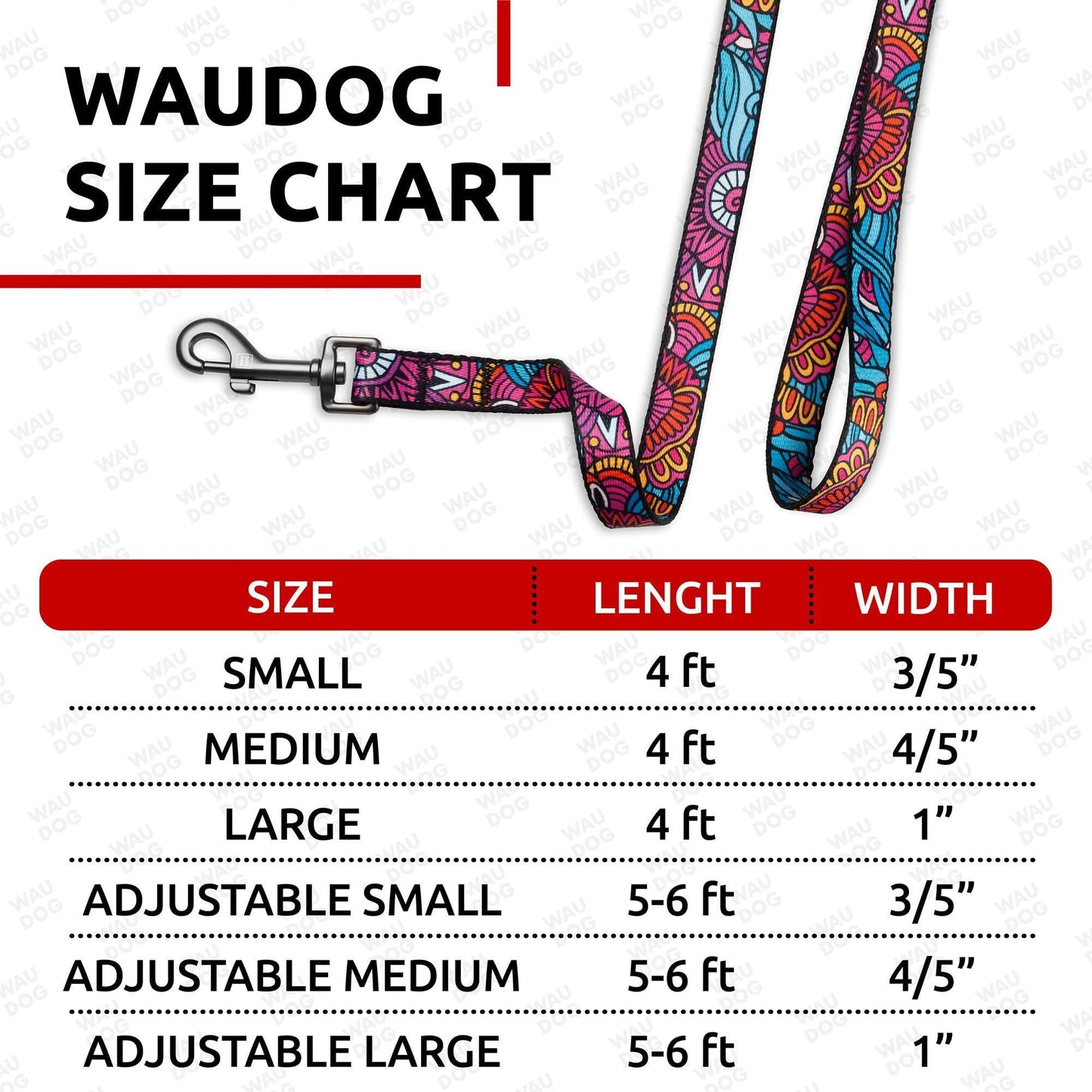 WAUDOG Nylon Dog Leash for Small Dogs and Medium Dogs 4 Ft   Strong Dog Leash For Pet With Love
