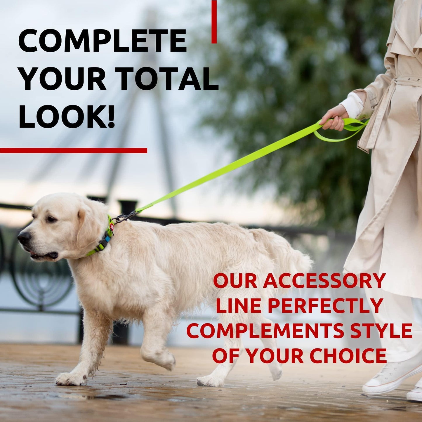 WAUDOG Waterproof Dog Leash 4 Ft   6 Ft   Anti Slip Dog Leash for Large Dogs For Pet With Love