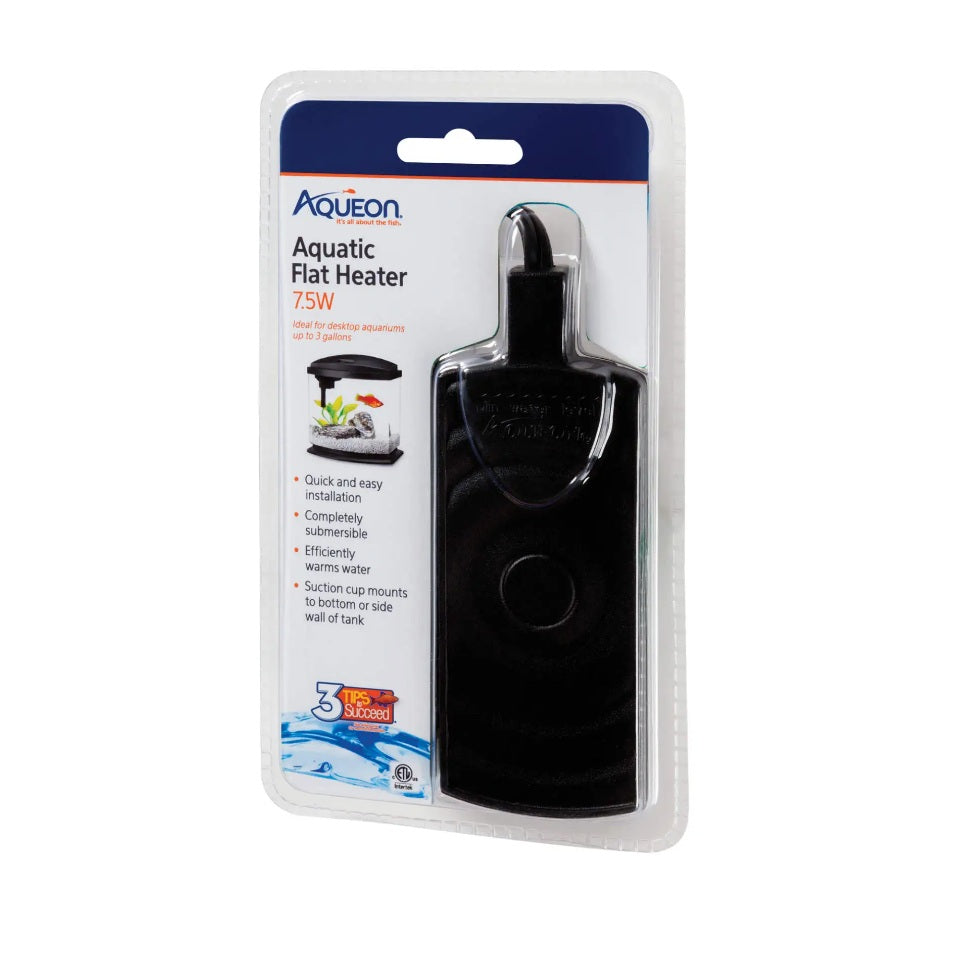 Aqueon Aquatic Flat Heaters 7.5 Watts Black 4.75 x 1.75 x 8 For Pet With Love