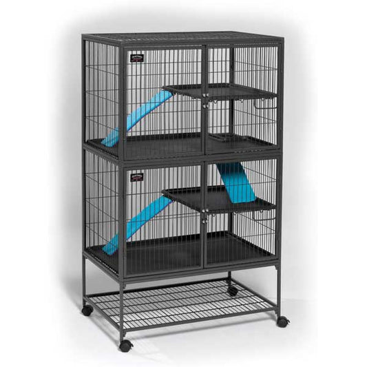 Midwest Ferret Nation Double Unit Cage Gray 36 x 25 x 62.5 For Pet With Love