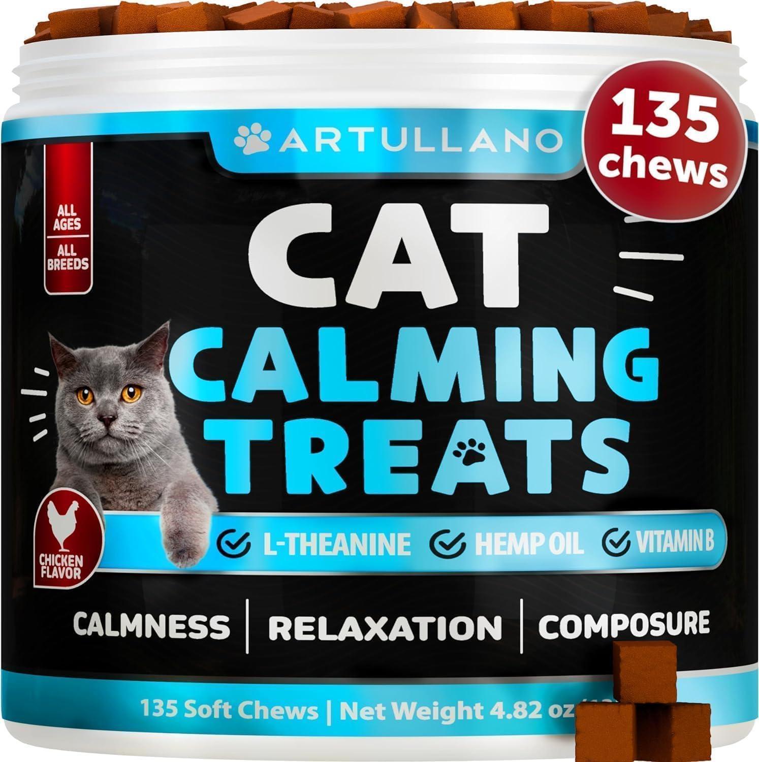 Artullano Hemp Cat Calming Treats for Stress & Anxiety Relief 135 Chews For Pet With Love
