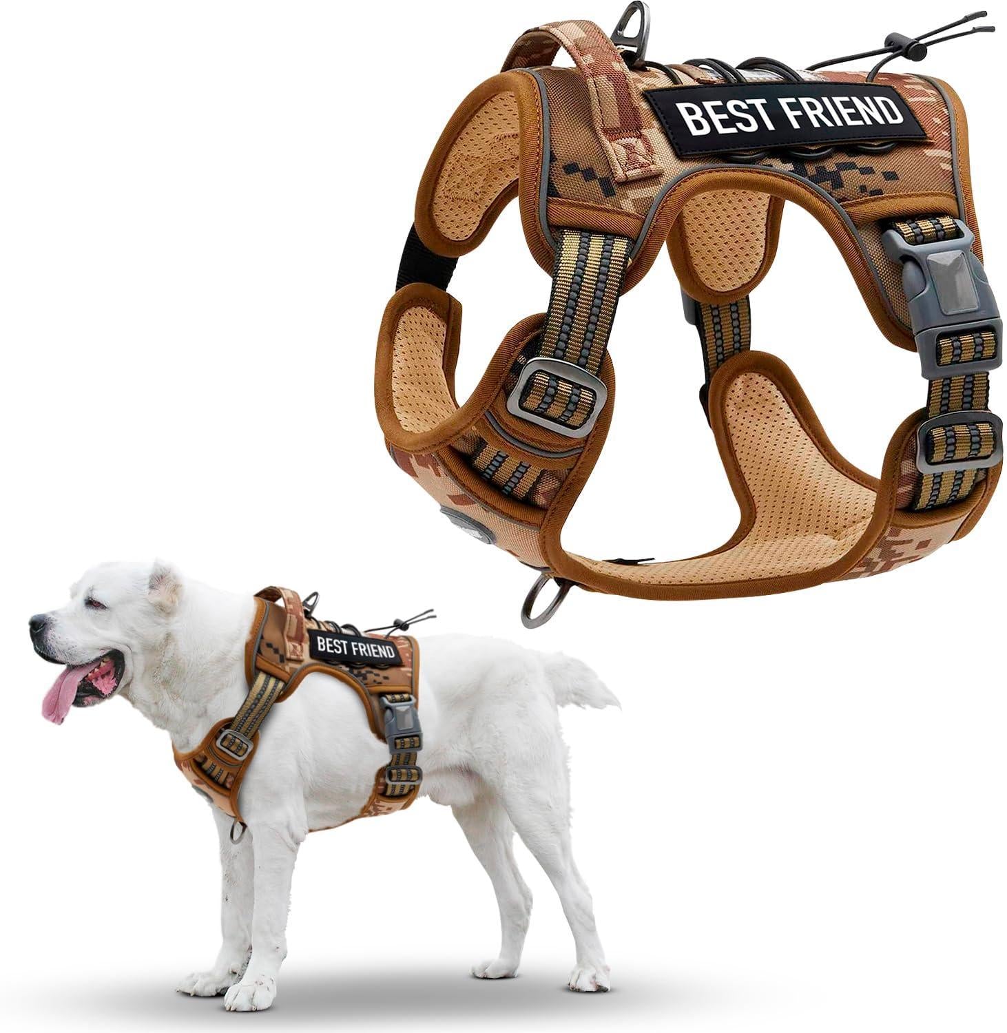 Tactical Dog Desert Camouflage Breathable Harness with Handle XLarge For Pet With Love
