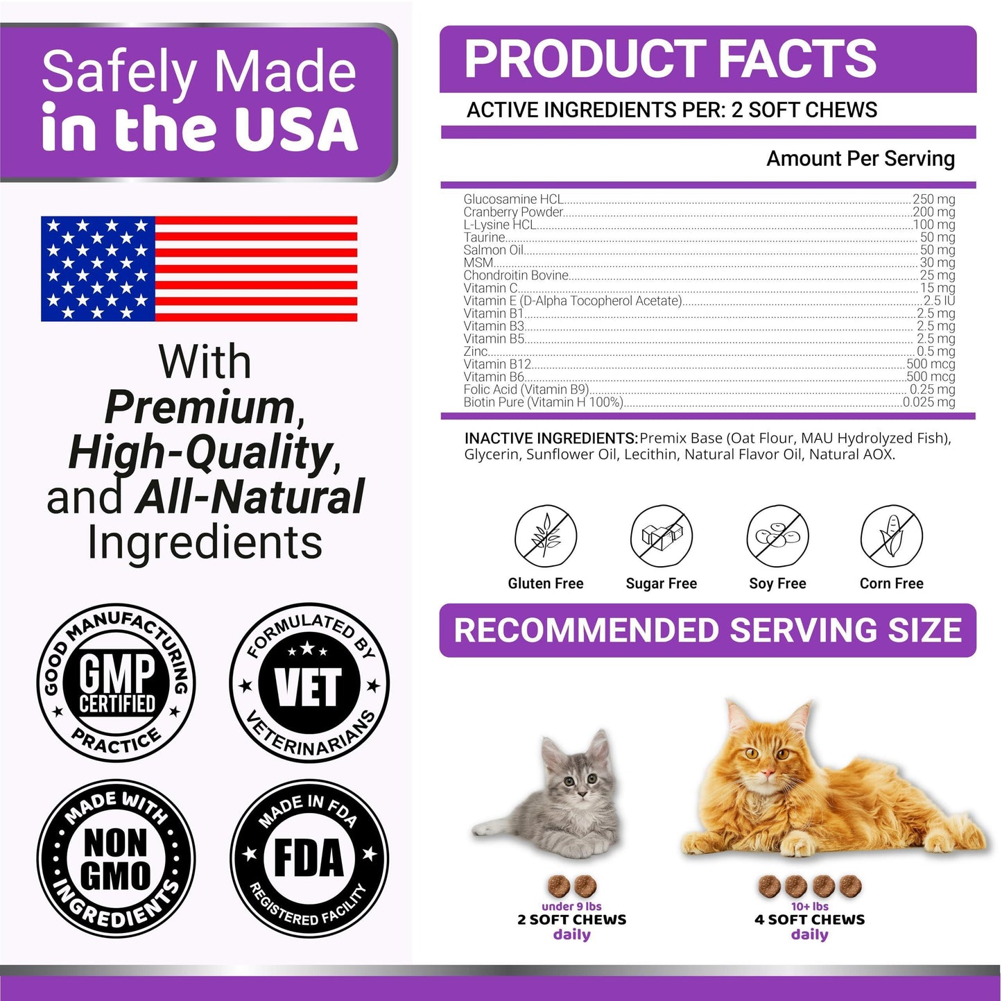 YUMA'S Multivitamin + Immunity Chewable Supplement Treats for Cats. Hip & Joint Support, Immune Health, Skin and Heart Supplement. Digestion Probiotics.