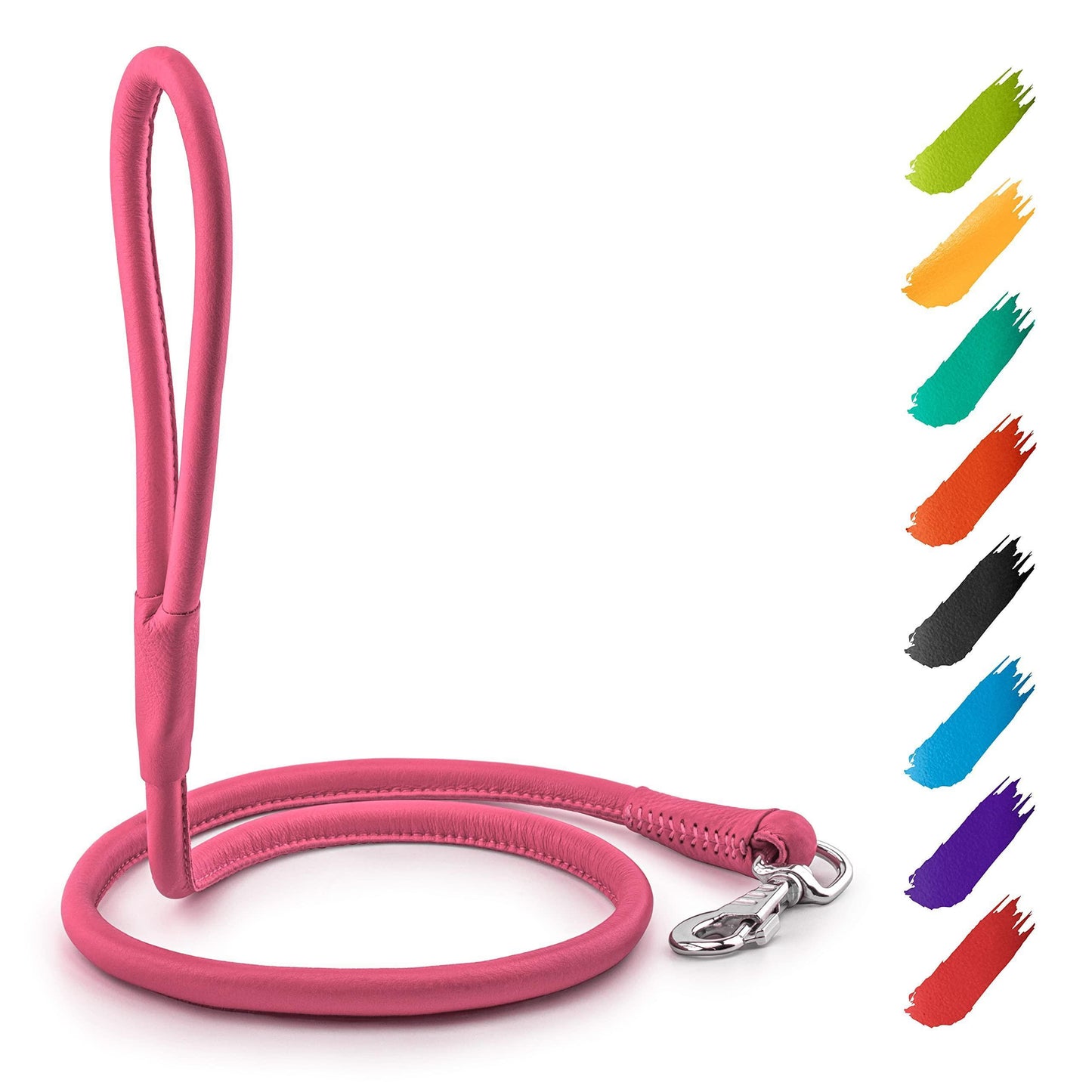 Rolled Leather Dog Leash 4Ft * 0.5 in for Small Medium and Large Dogs   Heavy For Pet With Love