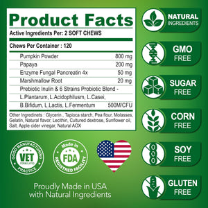 Vet Promise Dog Probiotics and Digestive Enzymes for Gut Health, Itchy Skin Allergies, Immunity Yeast Balance 120 Chews