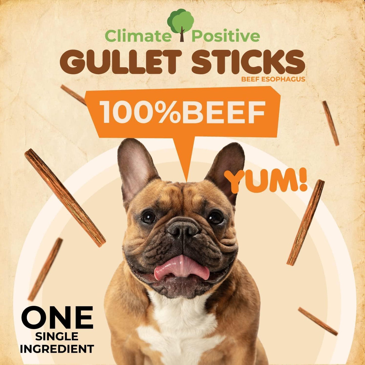 Makondo Pets Gullet Sticks 100% Natural Beef Esophagus Dog Chews 6” 24 Ct For Pet With Love