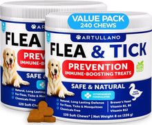 Load image into Gallery viewer, Artullano Natural Flea and Tick Supplement for Dogs. Flea and Tick Prevention Chewables with Vitamins B1, B6, B12.  Made in USA. (240 Chews. 2 Pack) For Pet With Love
