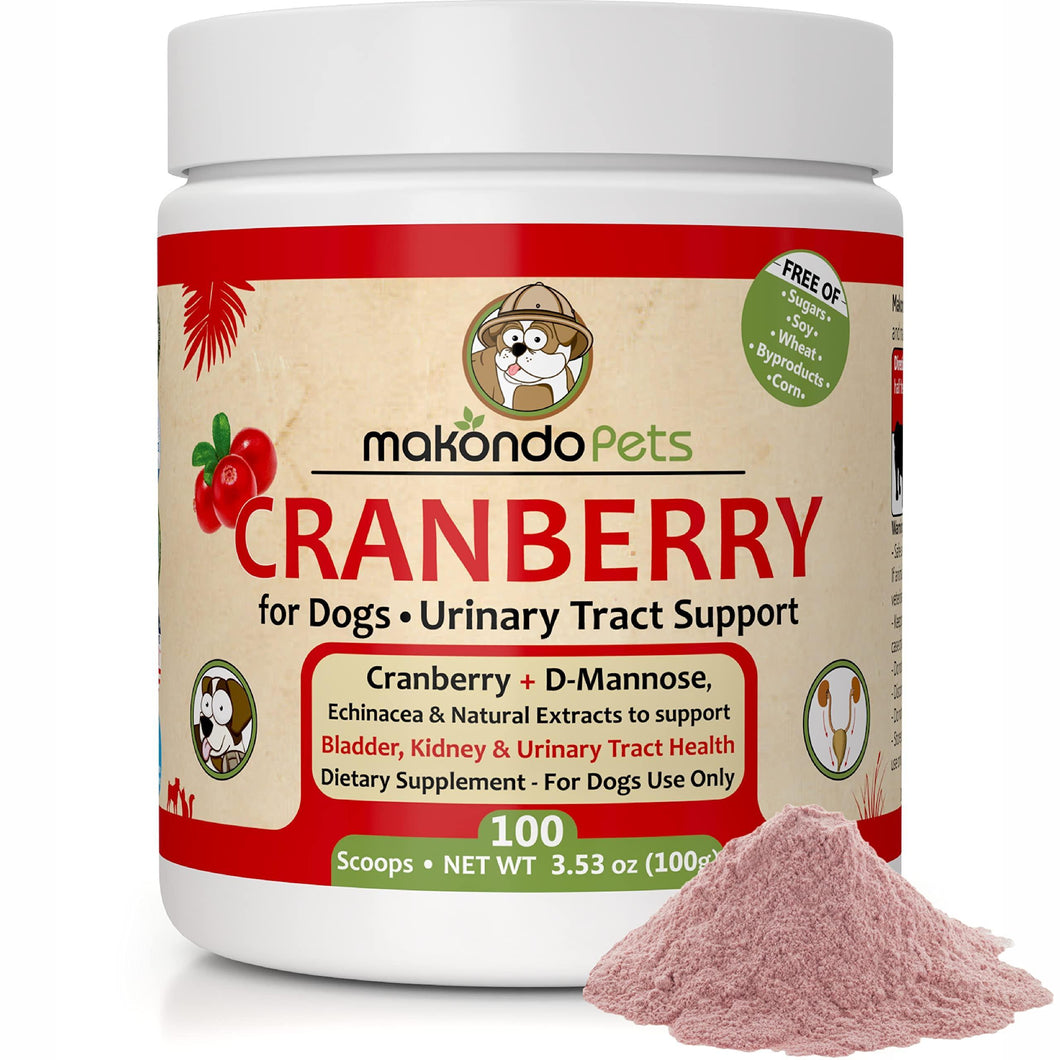 Makondo Pets Cranberry Natural UTI Treatment & Kidney Support Supplement for Dogs (3.53 Oz)