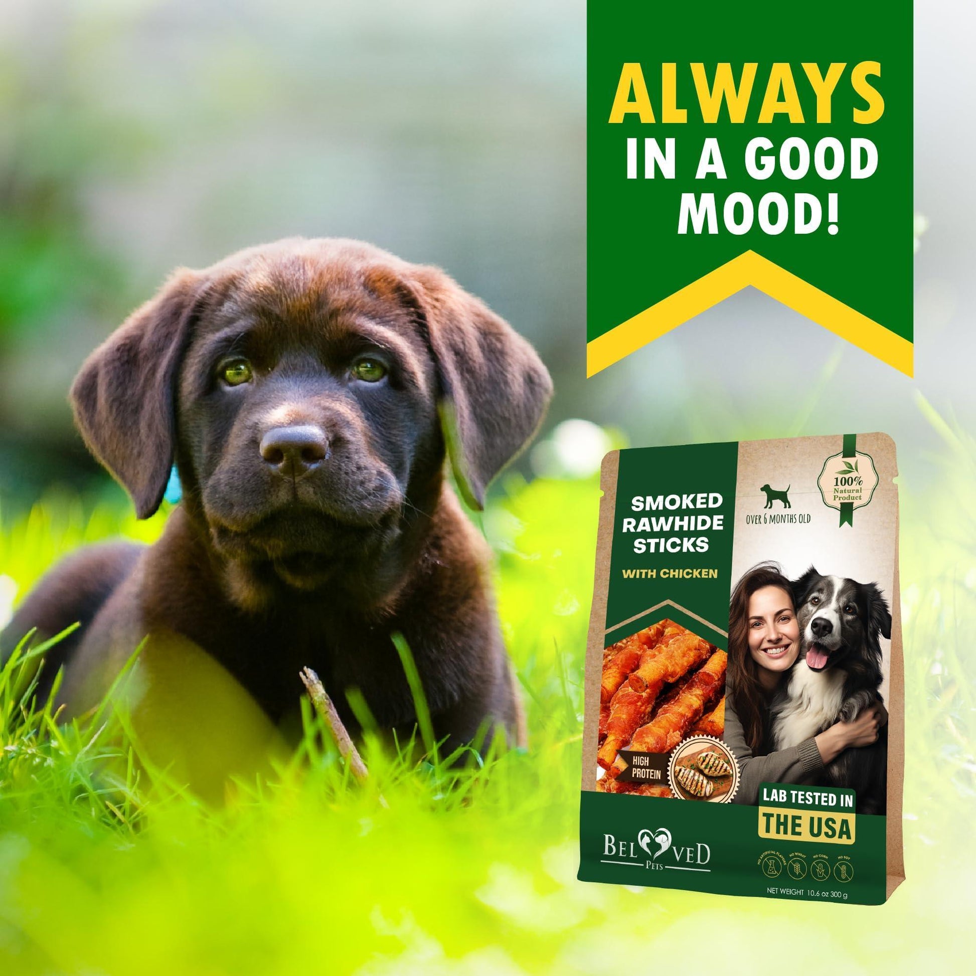 Beloved Pets Smoked Rawhide Sticks Wrapped with Chicken Dog Treats 10.6 Oz For Pet With Love