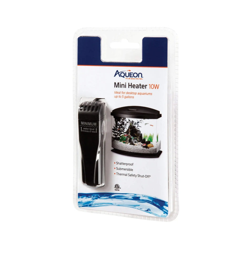 Aqueon Mini Fish Tank Heater 10 watts Black 3.58 x 2.25 x 6.85 For Pet With Love