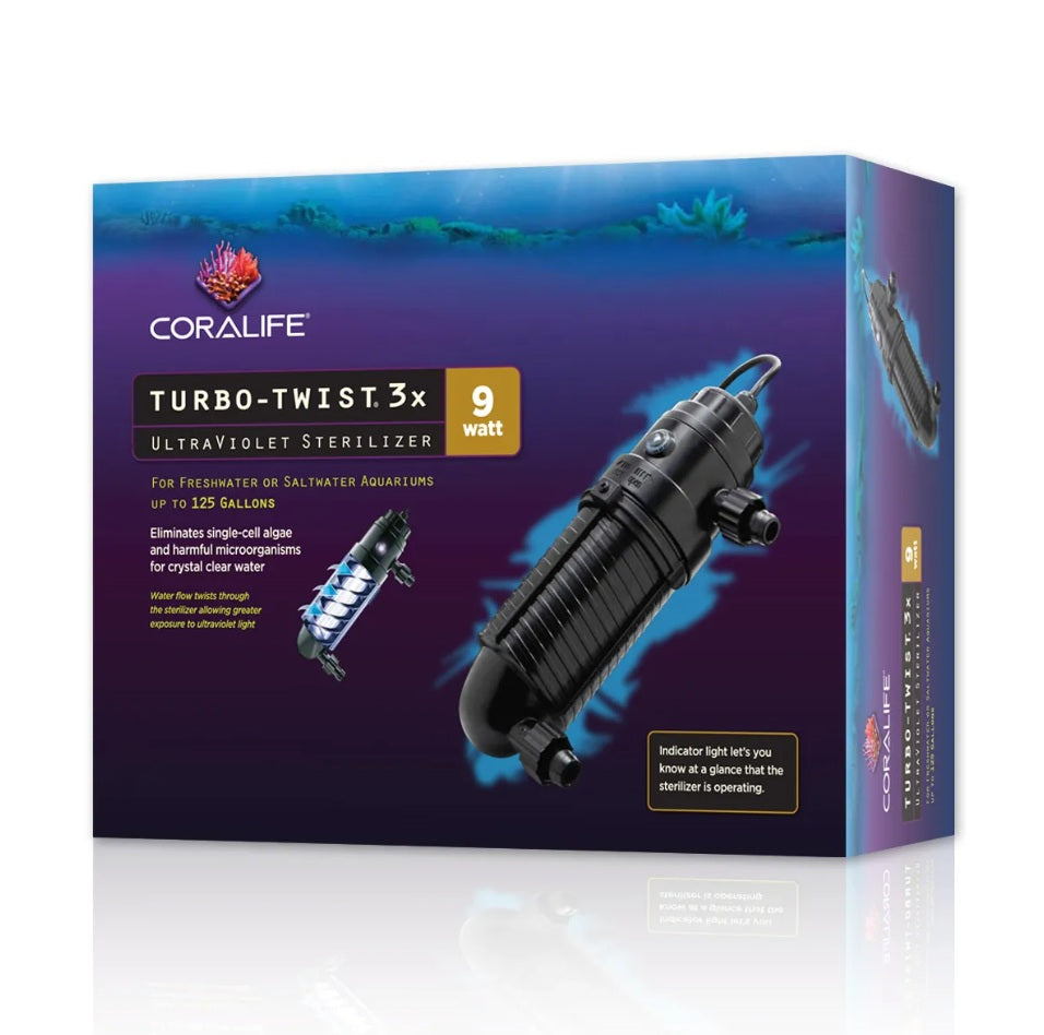 Coralife Turbo Twist UV Sterilizer 3x Black 13.5 x 7.825 x 3.75 For Pet With Love