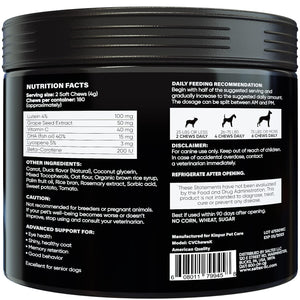 Kinpur Pet Care Dog Vision Supplement for Tear Stains, Dog Eye Care, Immune Support  180 Soft Chews with Duck Flavor
