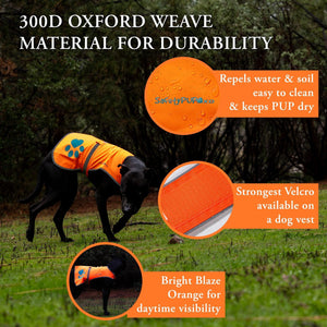 SafetyPUP XD Hi-Visibility Reflective Fluorescent Blaze Orange Dog Vest (Small)