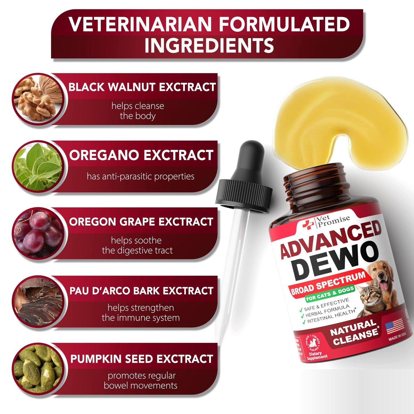 Vet Promise Cats & Dogs Natural Broad Spectrum Treatment & Liquid Herbal Medicine For Pet With Love