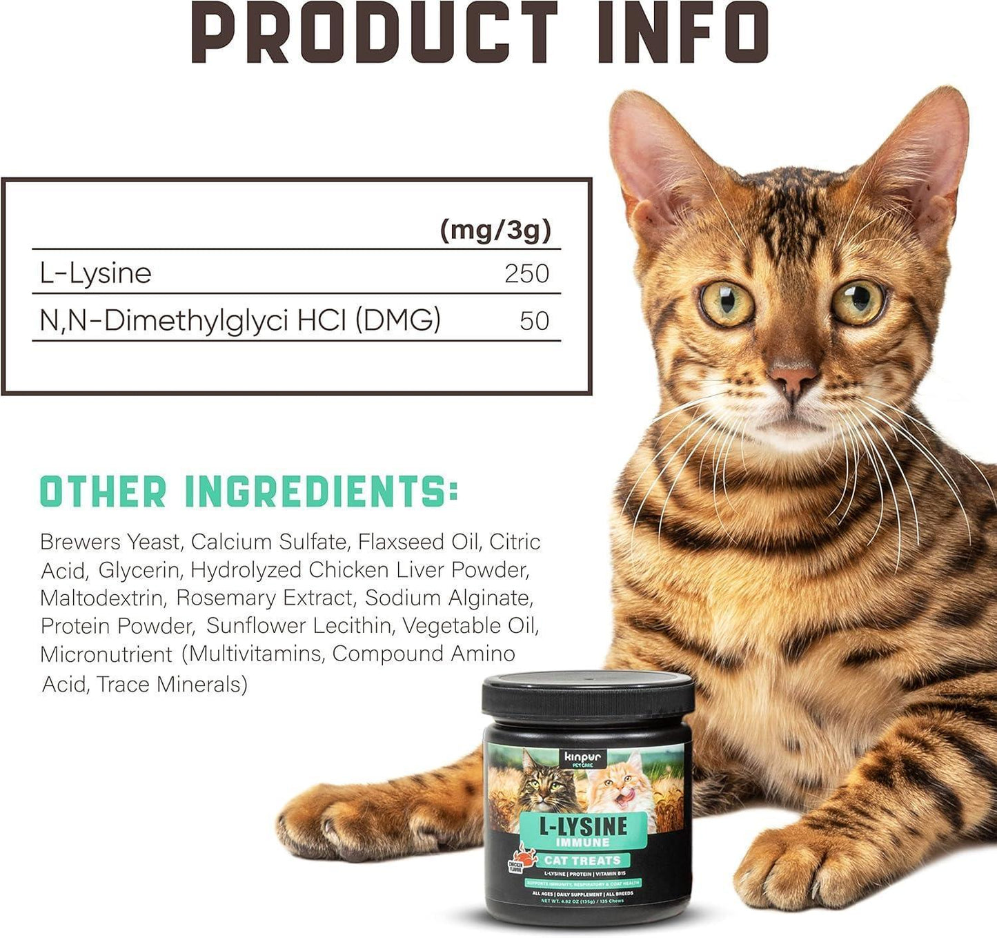 Kinpur Pet Care Lysine Cat Treats – Immune Support for Cats – Promotes Respiratory Health and Eye Function – Fortified with Vitamin B Calcium and Protein For Pet With Love