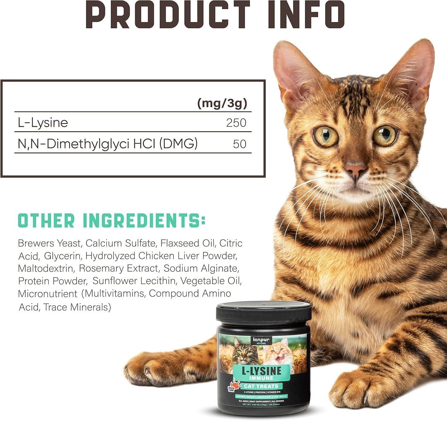 Kinpur Pet Care Lysine Cat Treats – Immune Support for Cats – Promotes Respiratory Health and Eye Function – Fortified with Vitamin B Calcium and Protein For Pet With Love