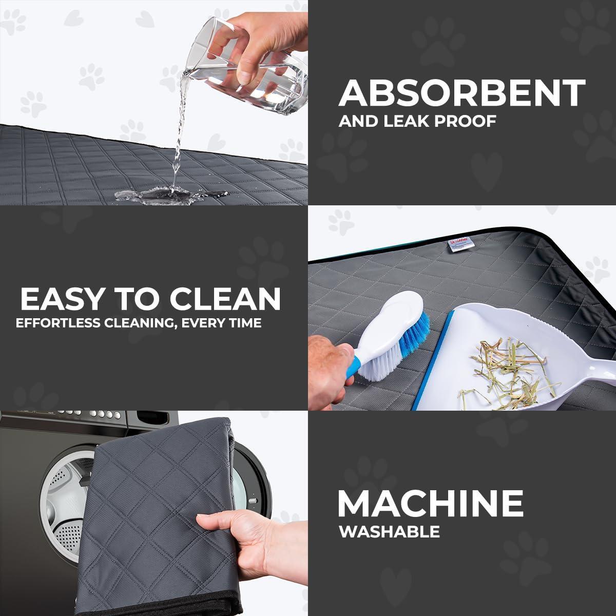 LUFTPETS Washable Small Animal Cage Liners for C&C 2'x4' (57" x28" ) Habitats. 2-Pack. Easy to Clean, Absorbent, Waterproof & Non Slip. For Pet With Love