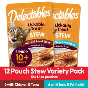 Hartz Delectables Stew Lickable Treat for Senior Cats Variety Pack