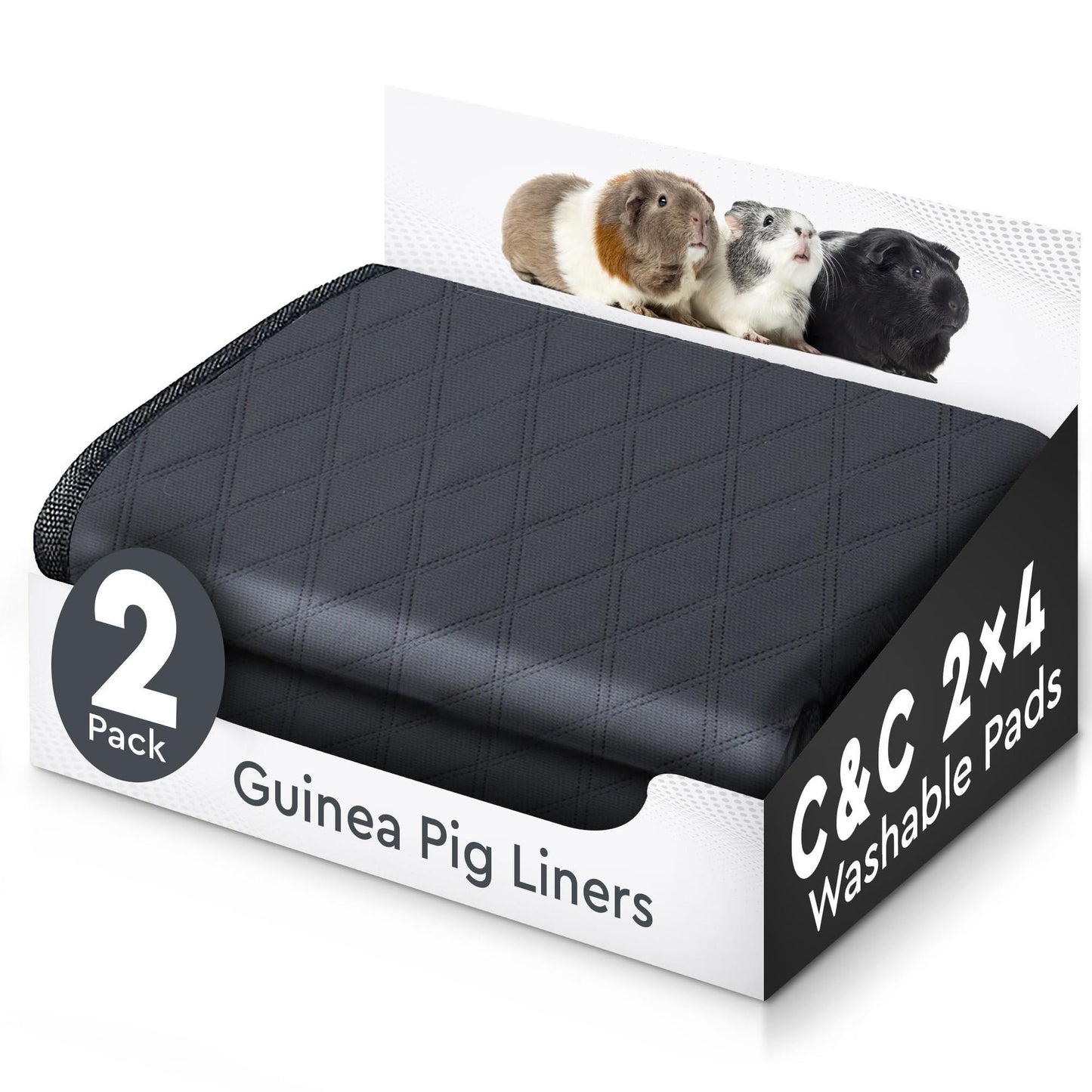 LUFTPETS Washable Small Animal Cage Liners for C&C 2'x4' (57" x28" ) Habitats. 2-Pack. Easy to Clean, Absorbent, Waterproof & Non Slip. For Pet With Love