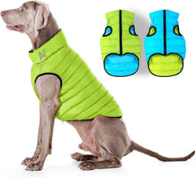 Load image into Gallery viewer, AiryVest Lightweight Reversible Winter Dog Jacket - Water Resistant &amp; Windproof - S - Green/Blue
