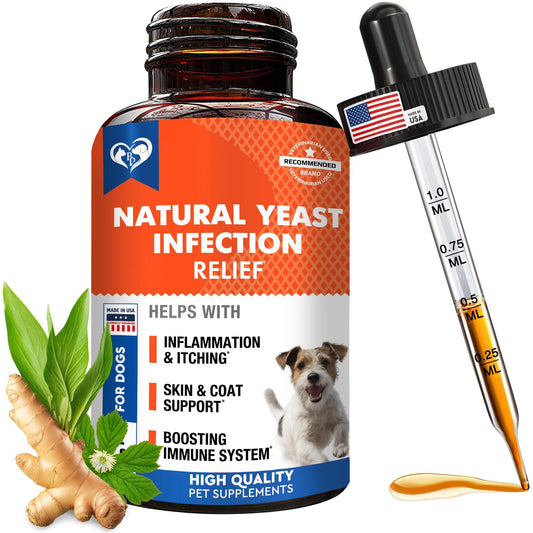 Beloved Pets Natural Dog Yeast Infection Anti Itch Herbal Supplement. Itchy Ears Skin & Allergy Symptoms Relief. Made in USA. 30mL. For Pet With Love