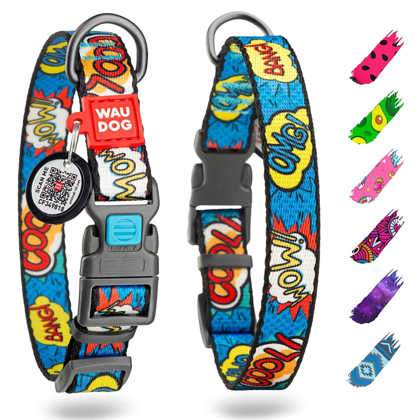 WAUDOG Nylon Dog Collar   Adjustable Dog Collar for Large Dogs Small & Medium For Pet With Love