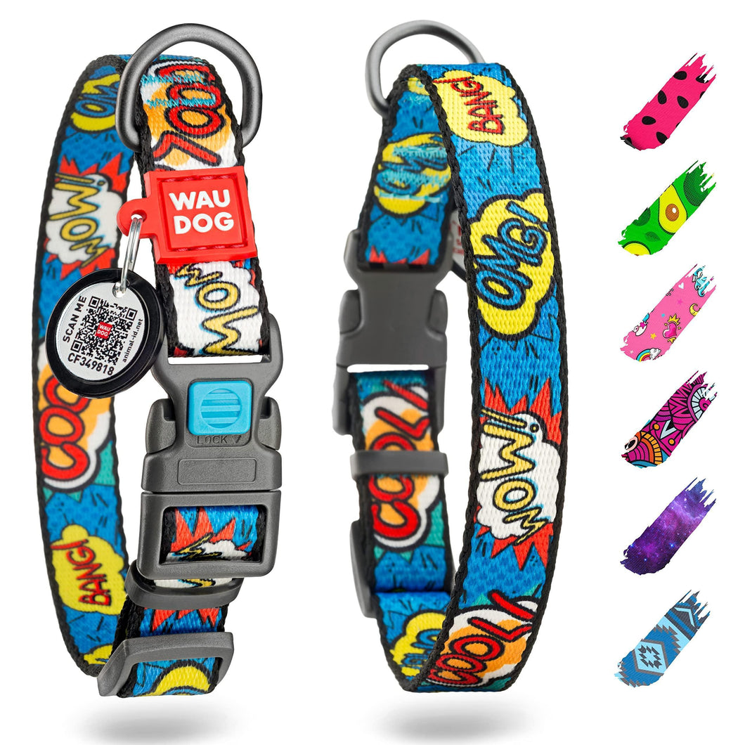 WAUDOG Nylon Dog Collar   Adjustable Dog Collar for Large Dogs Small & Medium