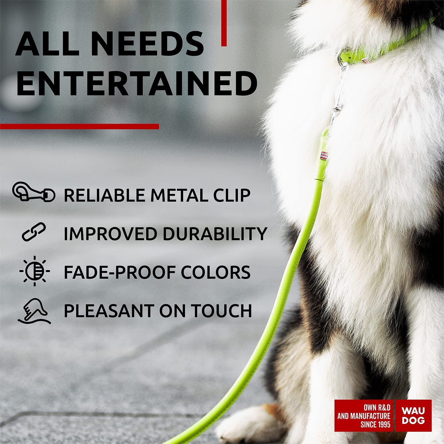 WAUDOG Rolled Leather GLAMOUR Dog Leash 4Ft * 0.5in for Small Medium and Large Dogs (Green) For Pet With Love