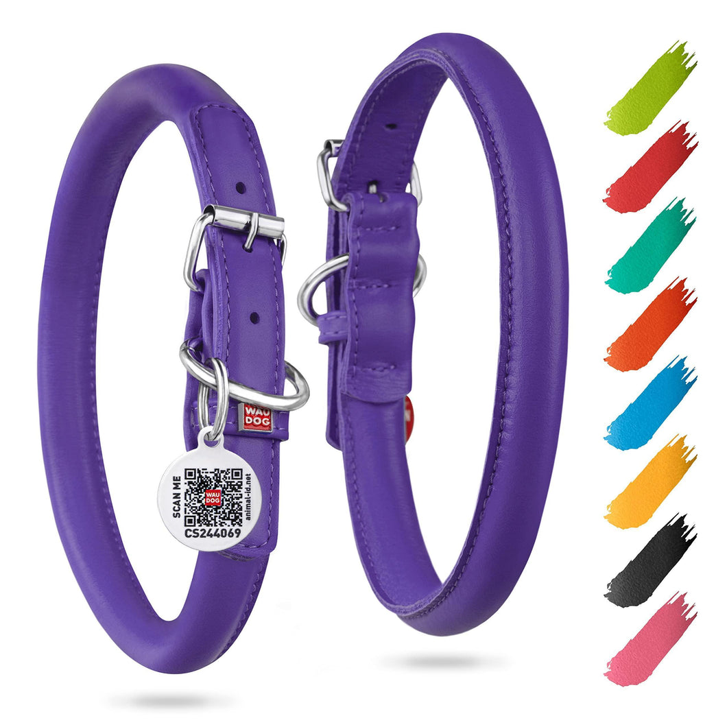 WAUDOG Ultra Soft Rolled Leather Dog Collar for Small Dogs   Soft Padded Dog