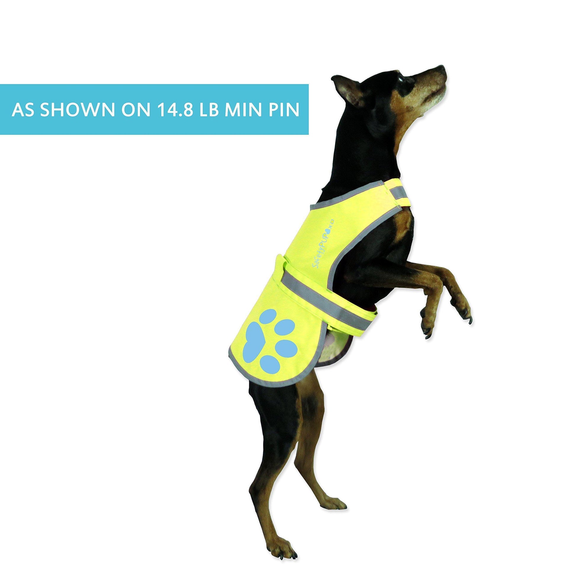 SafetyPUP XD Hi-Vis Dog Safety Reflective Vest - Neon Yellow - XSMALL - Fits Dogs 14lbs - 22lbs For Pet With Love