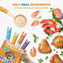 Load image into Gallery viewer, Beloved Pets Creamy Lickable Cat Treats &amp; Wet Squeeze Tubes. Skin &amp; Coat Care Multivitamin Treats for Cats – Chicken Mix Liquid Cat Snacks – 20 Sticks
