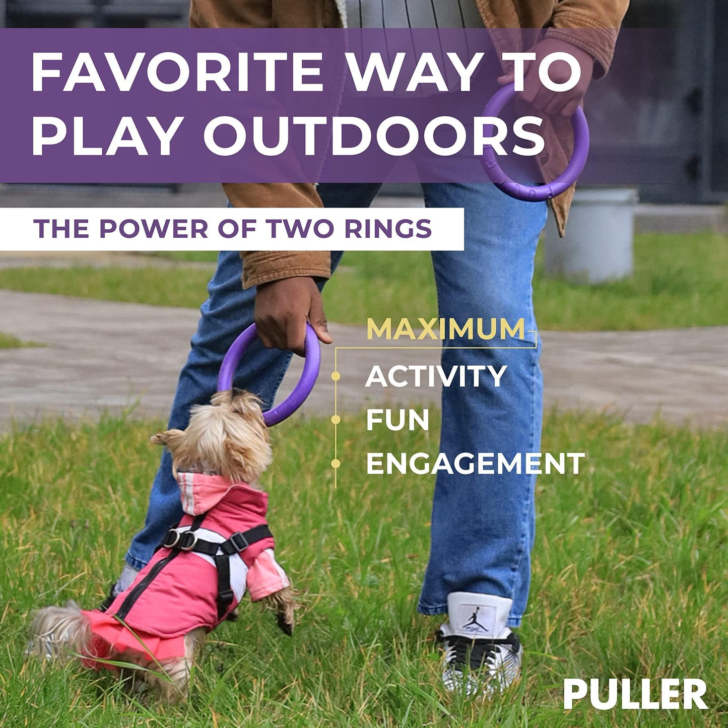 PULLER Mini Outdoor Dog Ring Toy - Fetch and Tug-of-War Dog Toy for Smaller Breeds For Pet With Love