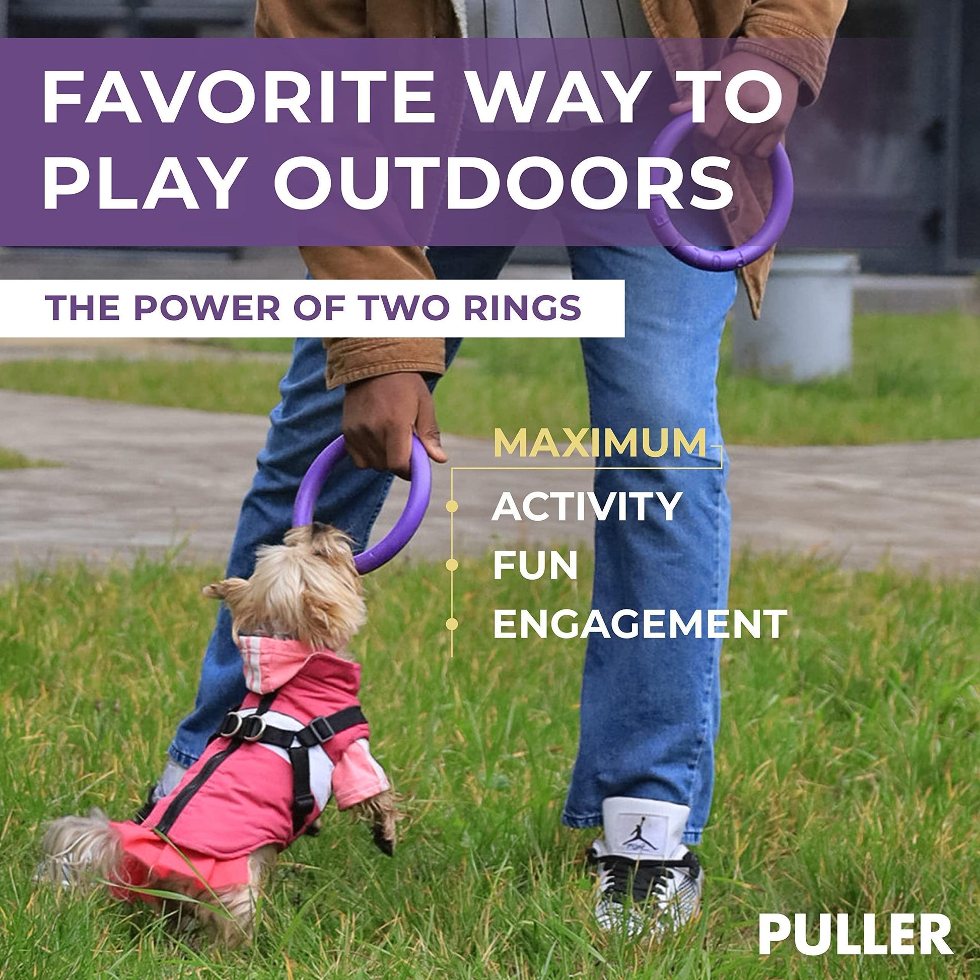 PULLER Mini Outdoor Dog Ring Toy - Fetch and Tug-of-War Dog Toy for Smaller Breeds For Pet With Love