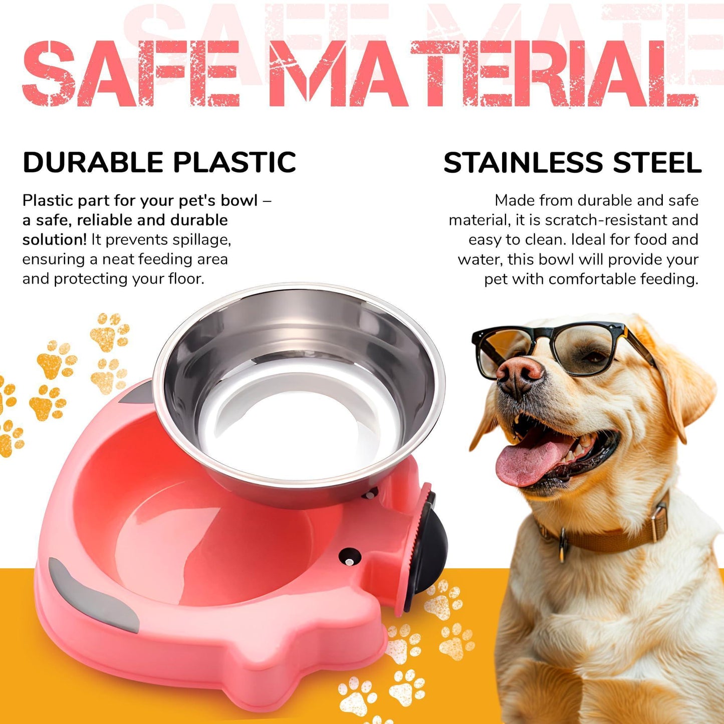 Pink No Spill Crate Water Bow for Dogs, Cats, and Small Animals. 7.5x7.4x1.7 Inches. For Pet With Love