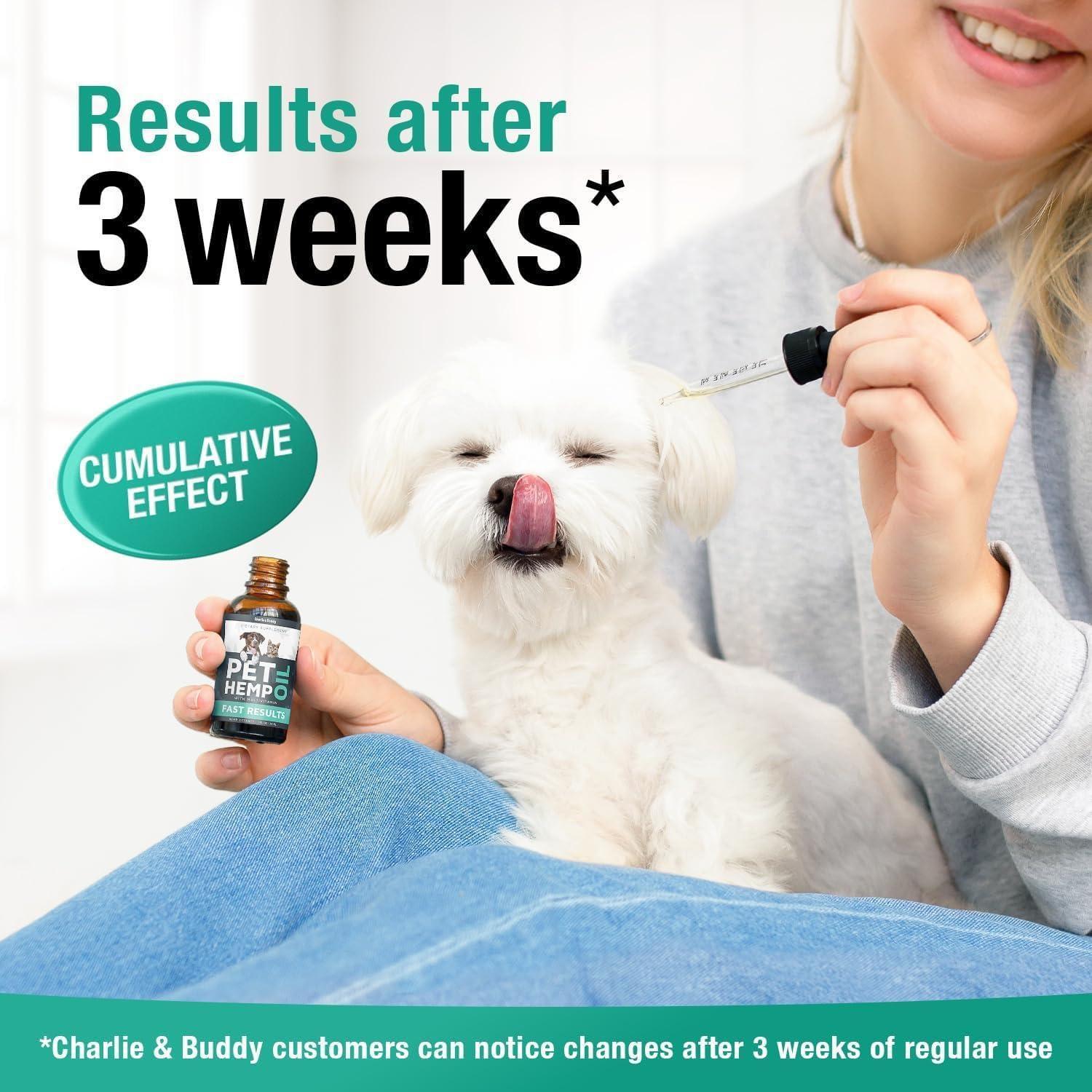Charlie & Buddy Pet Hemp Oil Supplement for Dogs and Cats. Helps with Anxiety, Pain, Stress, Sleep, Arthritis, Seizures Relief. Joint Health Support - 2Pack For Pet With Love