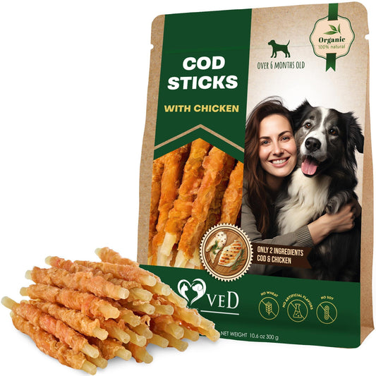 Beloved Pets All Natural Chicken Wrapped Cod Sticks Dog Treats 10.6 Oz For Pet With Love