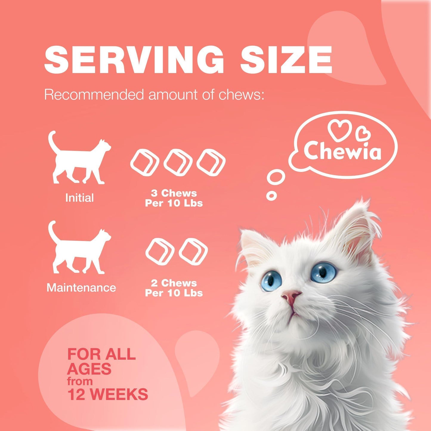 CHEWIA Daily Oral Cat Flea and Tick Treatment Chews for Cats. Natural Chicken Flavor  For All Breeds & Ages. 140 Chews