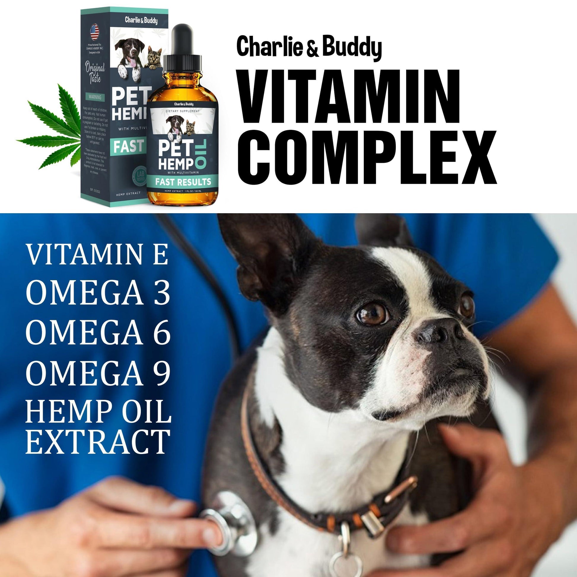 Charlie & Buddy Hemp Oil for Dogs and Cats Helps Pets with Anxiety, Pain, Stress, Sleep, Arthritis, Seizures Relief, Joint Health, Calming For Pet With Love