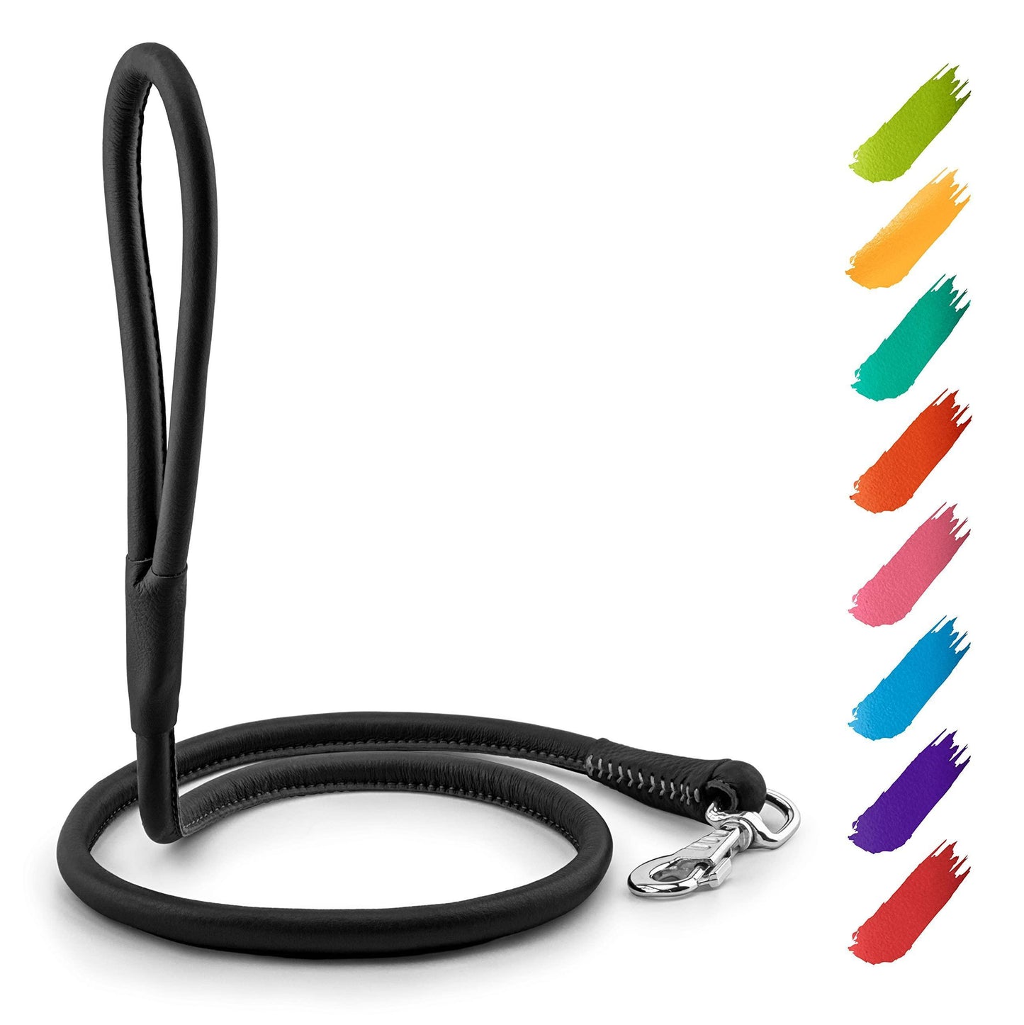 Rolled Leather Dog Leash 4Ft * 0.3 in for Small Medium and Large Dogs   Heavy For Pet With Love