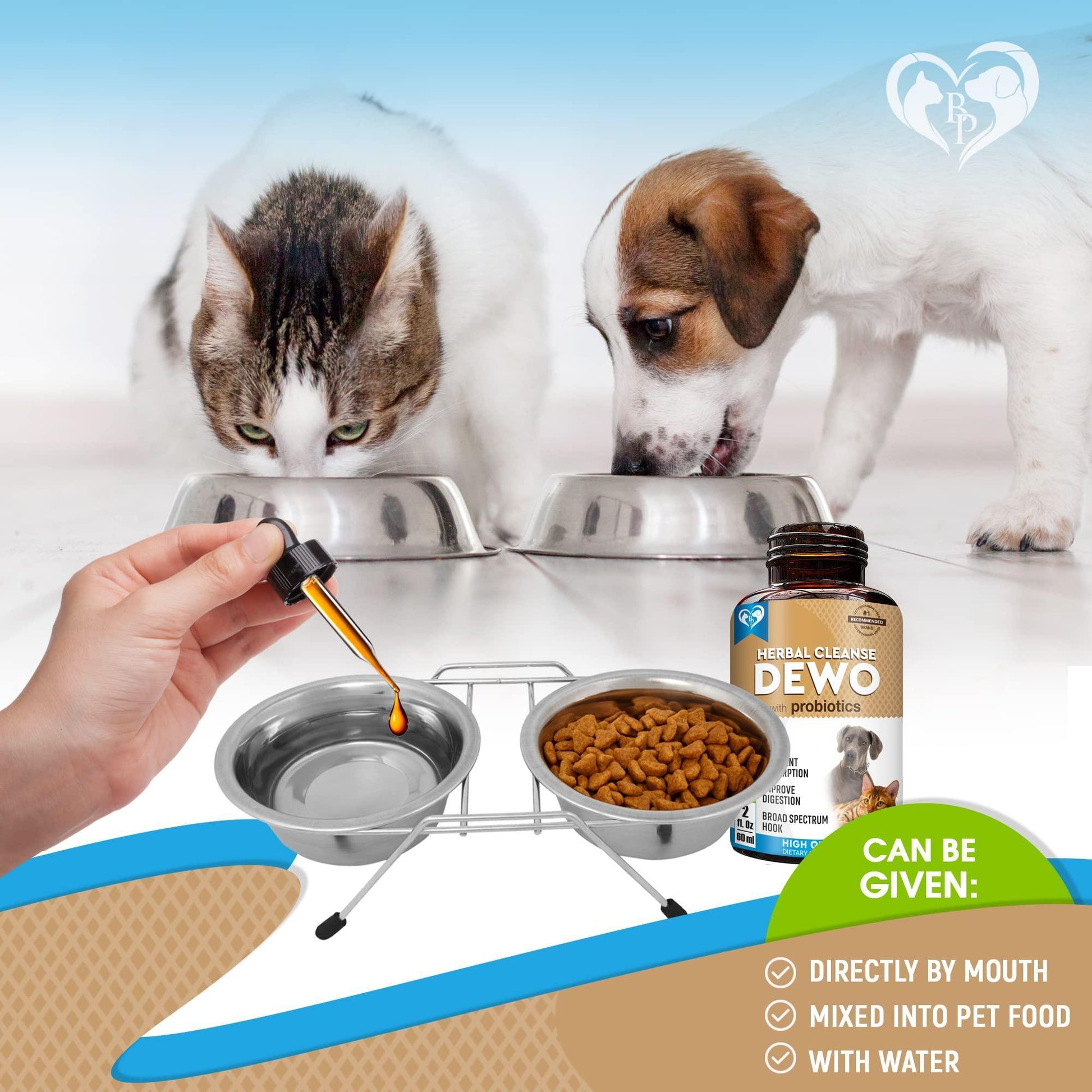Beloved Pets Cats & Dogs Natural Worm Treatment with Probiotic & Liquid Herbal Supplement for Daily Use with Pet Food. Made in USA. 2Oz. For Pet With Love