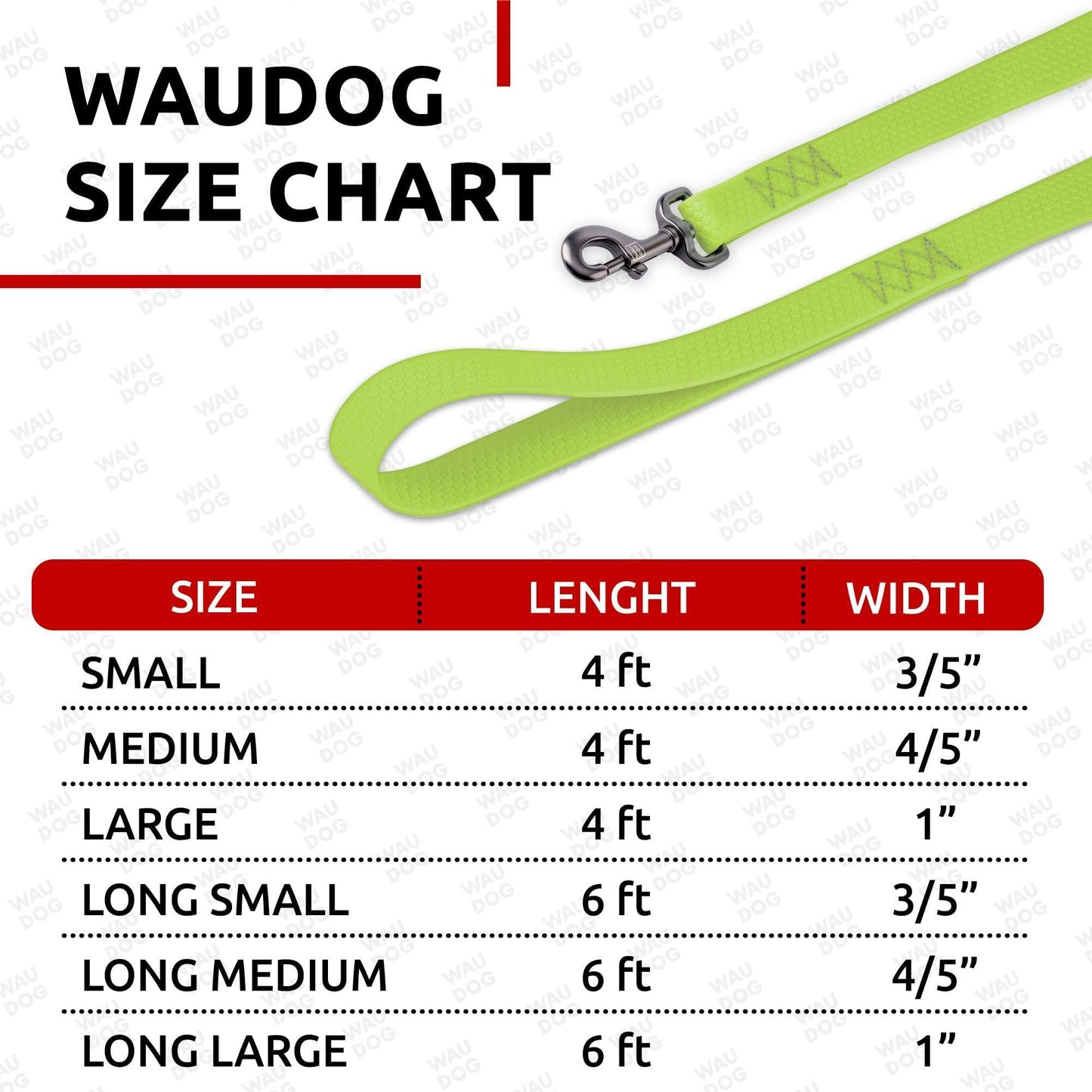 WAUDOG Waterproof Dog Leash 4 Ft   6 Ft   Anti Slip Dog Leash for Large Dogs For Pet With Love