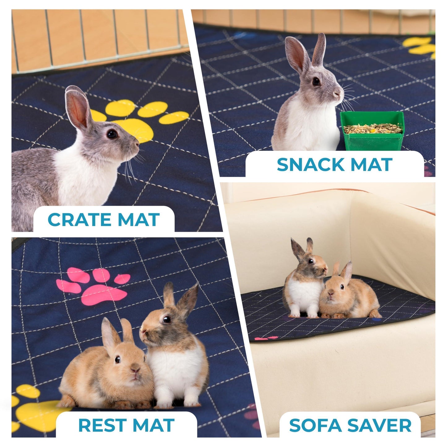 LUFTPETS Washable Cage Liner for MidWest Small Animal Habitats. Fast Drying, Leakproof & Absorbent. 24"X47" - BLUE For Pet With Love