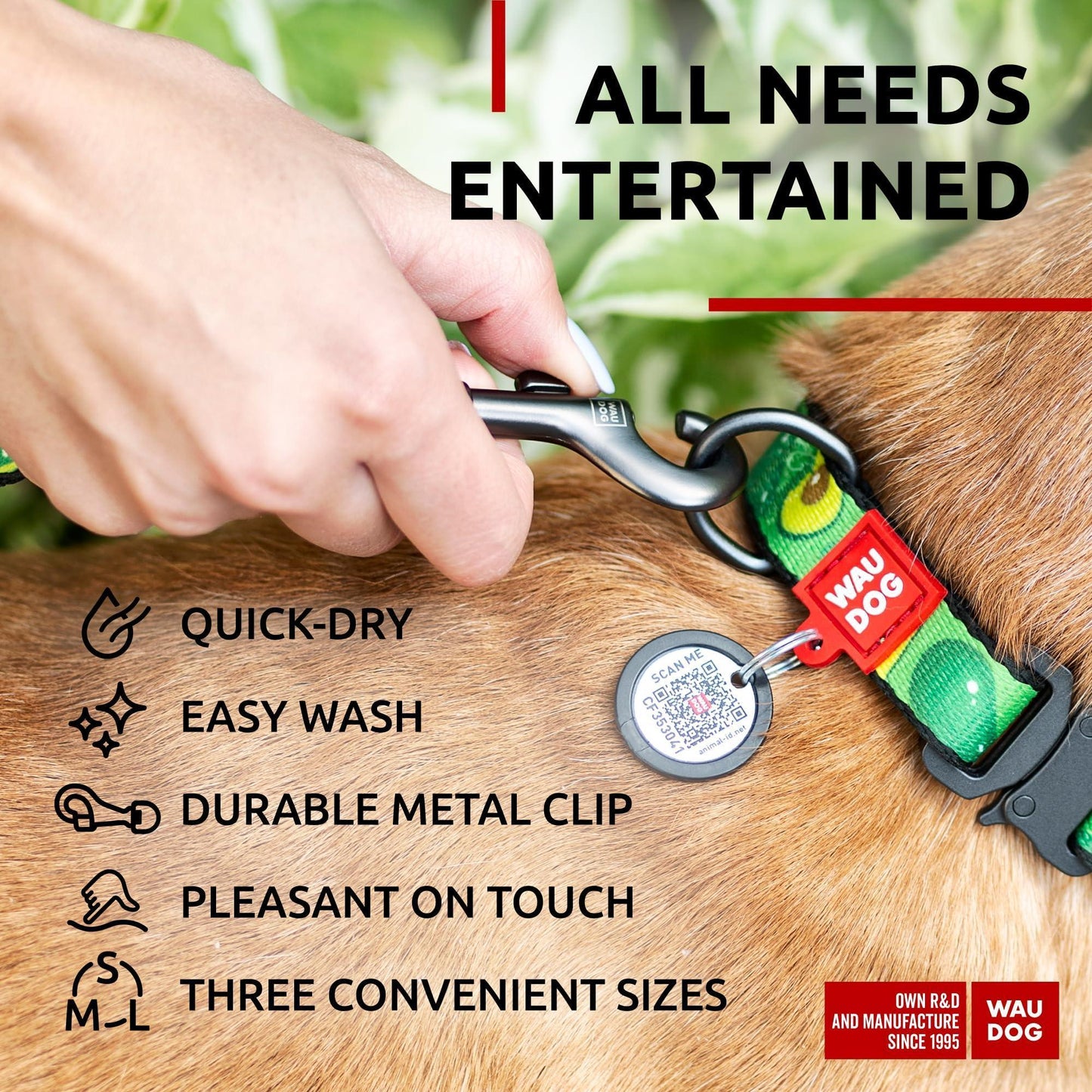 WAUDOG Nylon Dog Leash for Small Dogs and Medium Dogs 4 Ft   Strong Dog Leash For Pet With Love