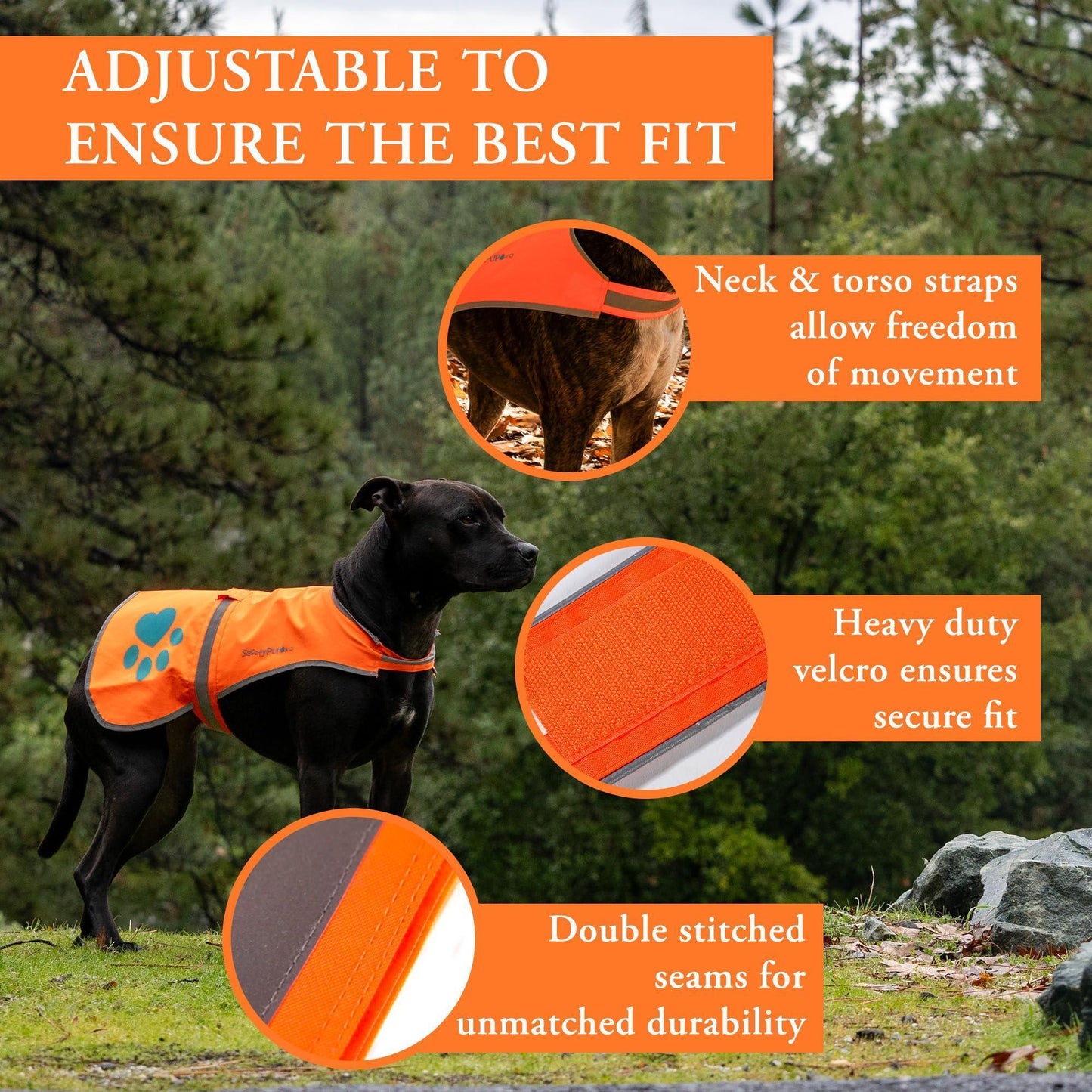 SafetyPUP XD HiVisibility Reflective Fluorescent Blaze Orange Dog Vest (XLARGE) For Pet With Love
