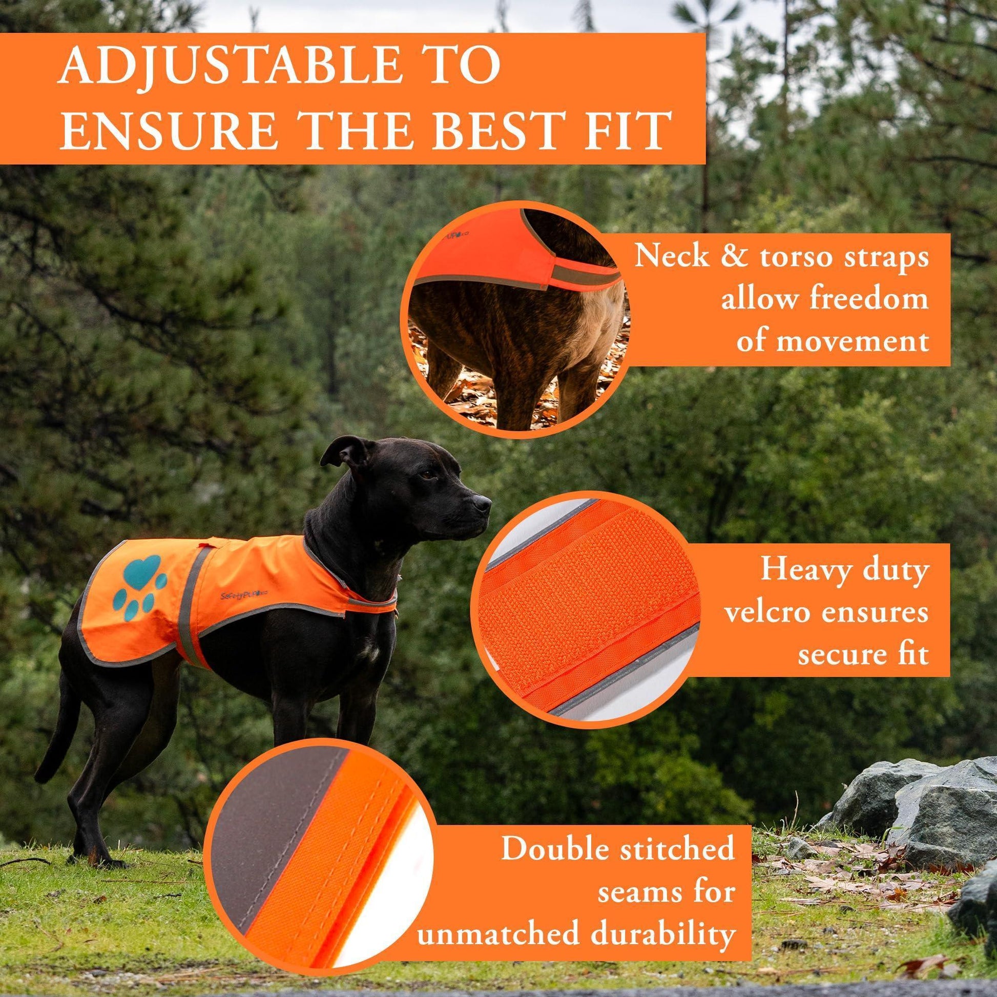 SafetyPUP XD HiVisibility Reflective Fluorescent Blaze Orange Dog Vest (XLARGE) For Pet With Love