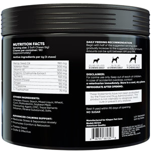 Kinpur Pet Care Natural Dog Calming Chews w/Hemp Oil and Valerian Root. Chicken Flavor. 180 Chews