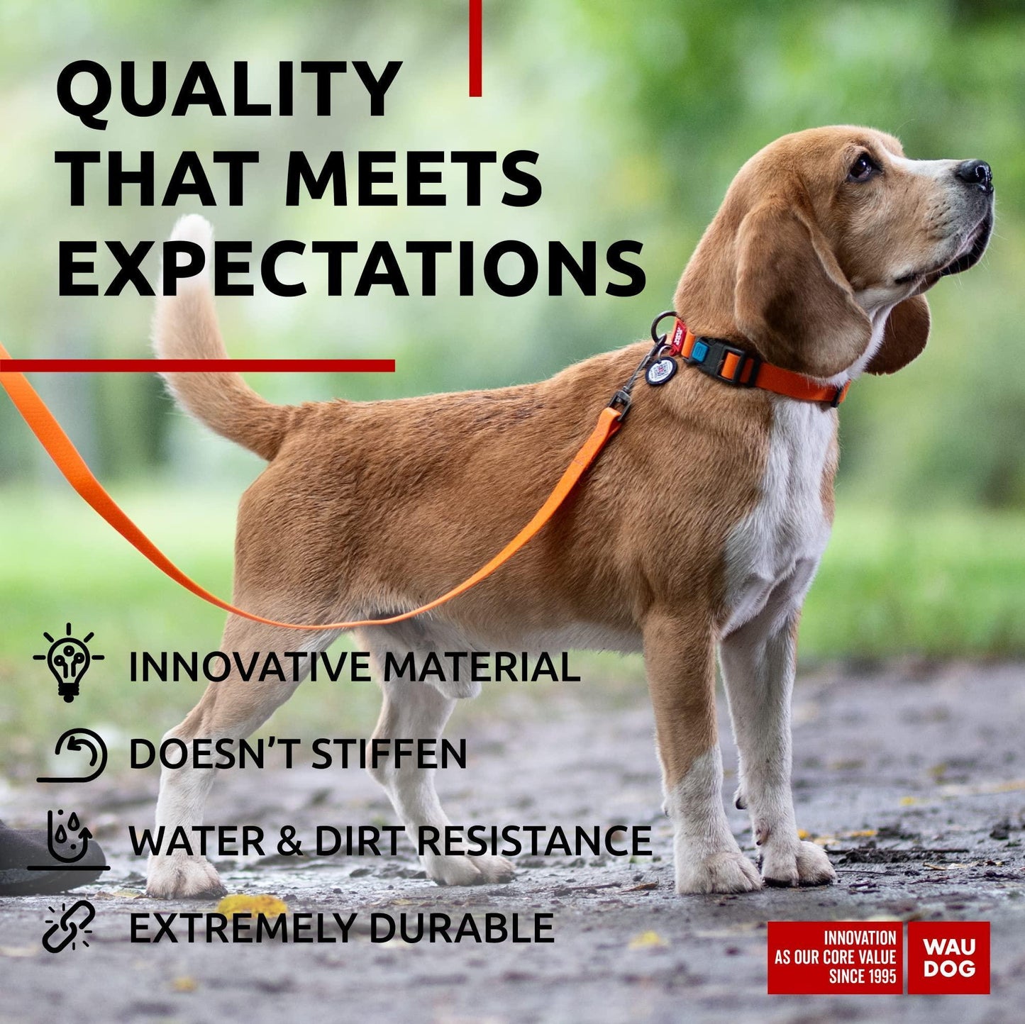 WAUDOG Waterproof Dog Leash 4 Ft   6 Ft   Anti Slip Dog Leash for Large Dogs For Pet With Love