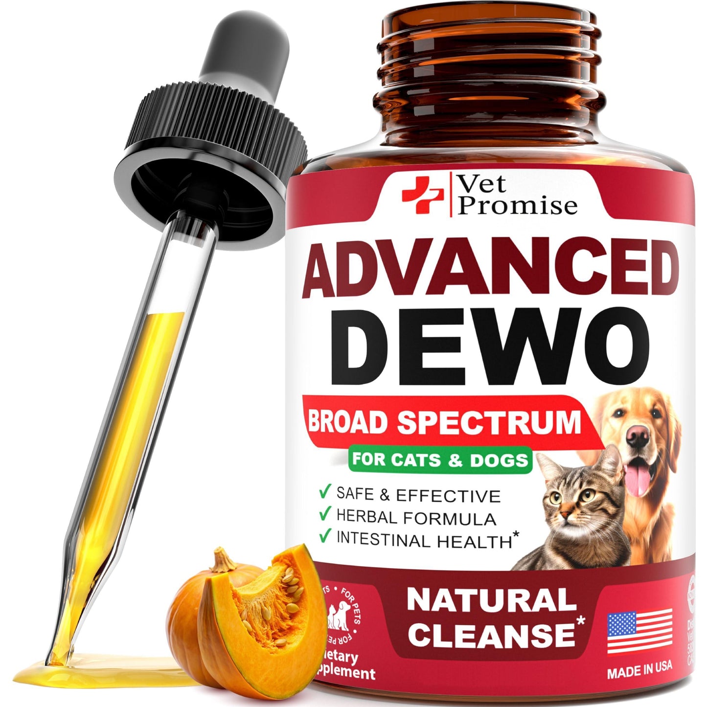 Vet Promise Cats & Dogs Natural Broad Spectrum Treatment & Liquid Herbal Medicine For Pet With Love
