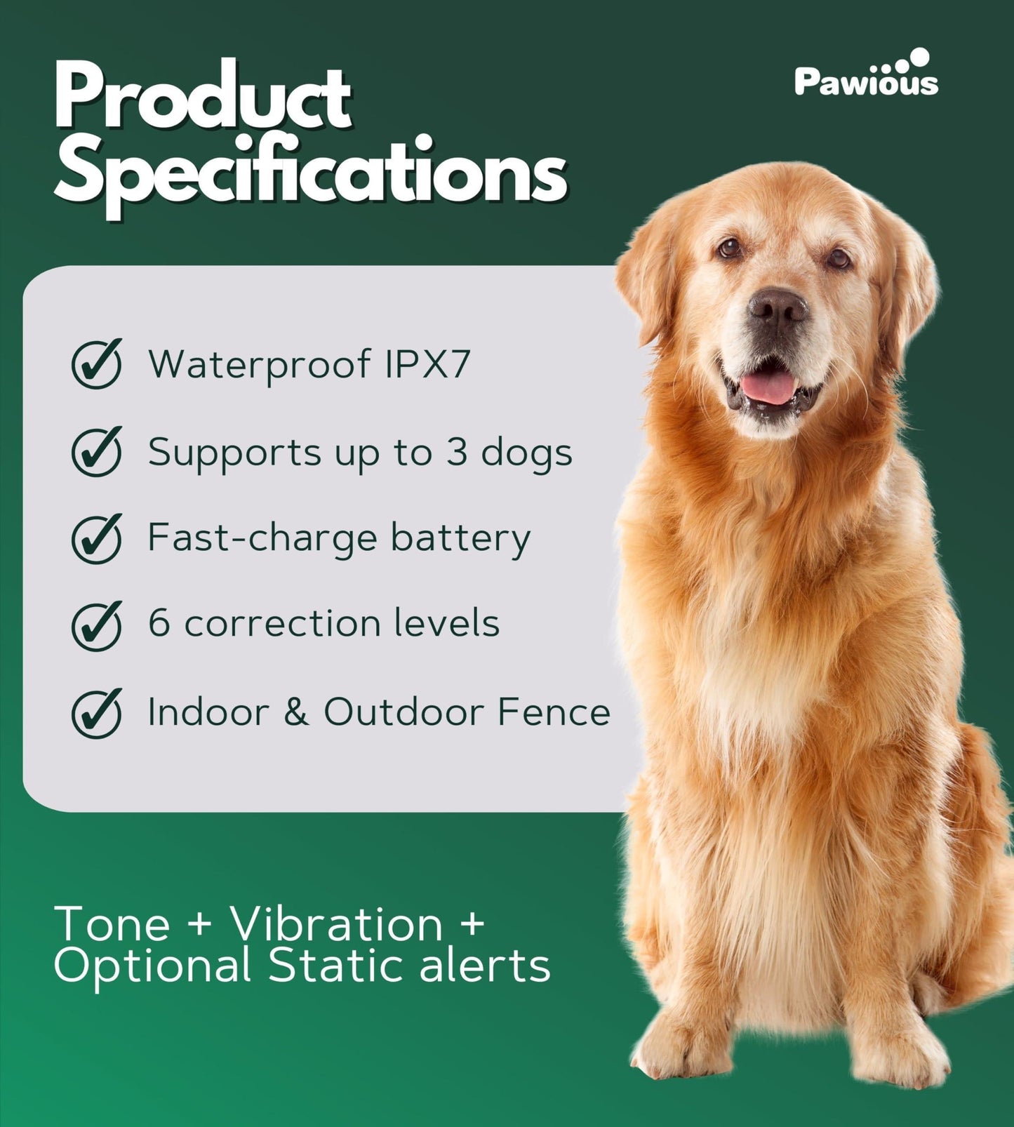 PAWIOUS High Precision Wireless Containment System for Up to 1 Acre for Medium to Large Dogs 6" to 23" Neck For Pet With Love